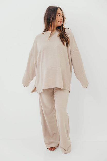 Campbell Fleece Lounge Pants in Cream/Grey *Worth Exclusive Print*