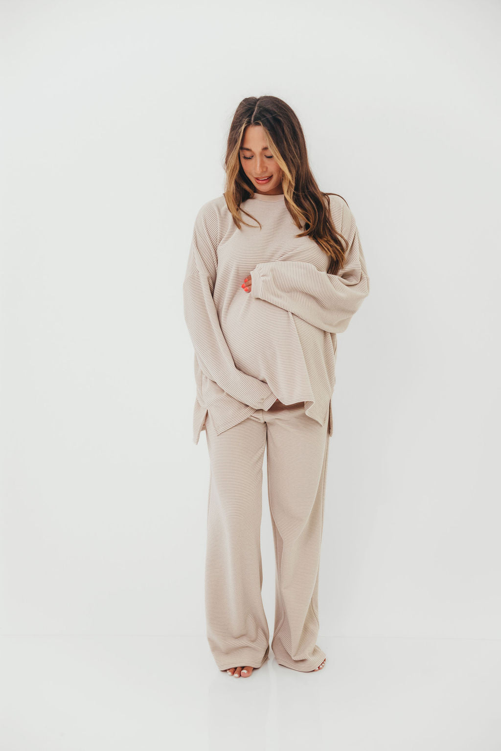 Campbell Fleece Lounge Pants in Cream/Grey *Worth Exclusive Print*