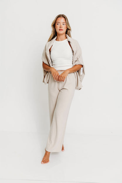 Campbell Fleece Lounge Pants in Cream/Grey *Worth Exclusive Print*