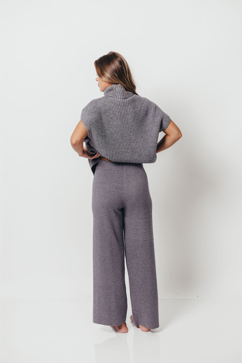 Hilaria Turtle Neck Sweater Top and Pants Set in Charcoal