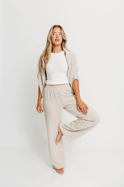 Campbell Fleece Lounge Pants in Cream/Grey *Worth Exclusive Print*