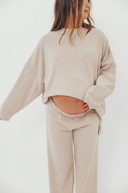 Campbell Fleece Lounge Pants in Cream/Grey *Worth Exclusive Print*