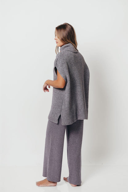 Hilaria Turtle Neck Sweater Top and Pants Set in Charcoal
