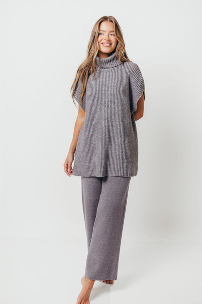 Hilaria Turtle Neck Sweater Top and Pants Set in Charcoal