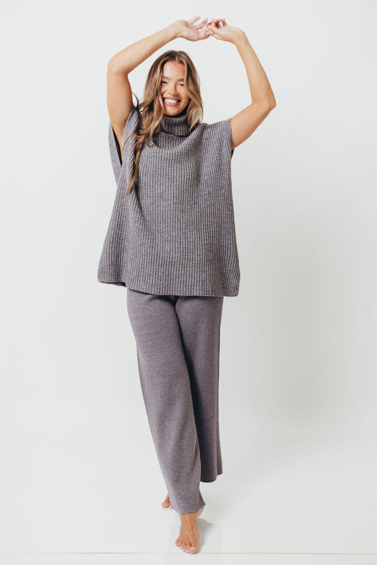 Hilaria Turtle Neck Sweater Top and Pants Set in Charcoal