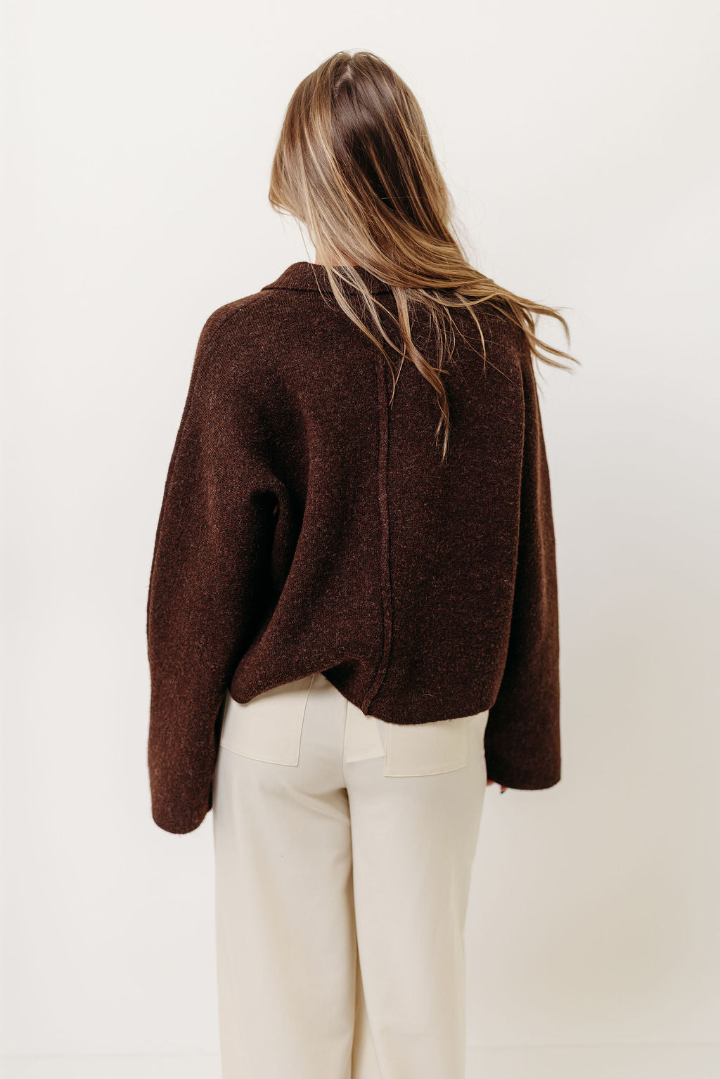 Monica Collared Button-Down Sweater in Brown