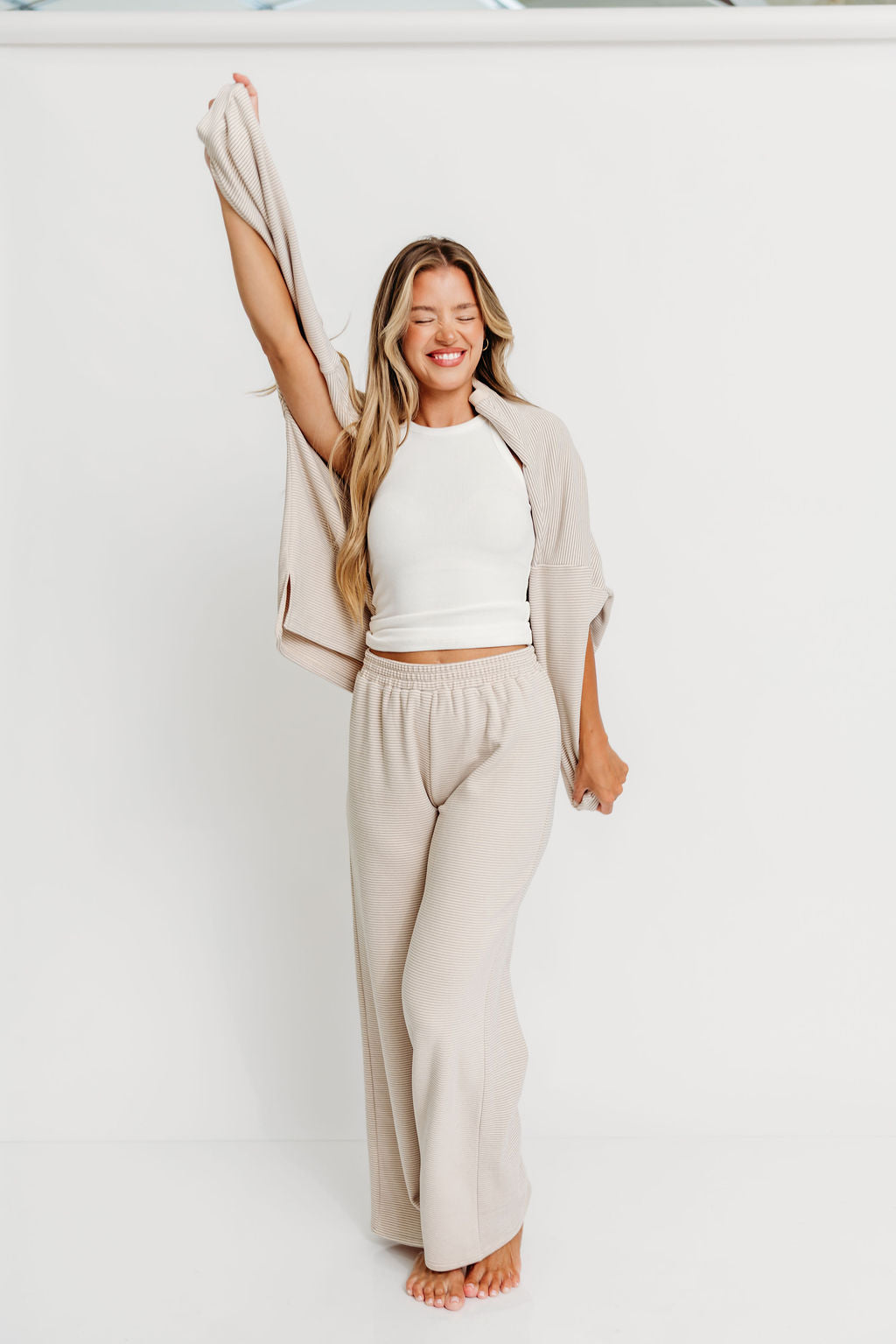 Campbell Fleece Lounge Pants in Cream/Grey *Worth Exclusive Print*