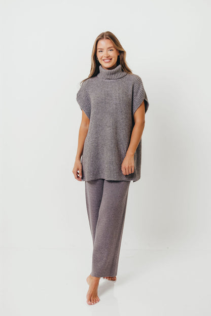 Hilaria Turtle Neck Sweater Top and Pants Set in Charcoal