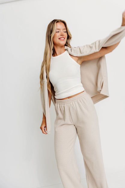 Campbell Fleece Lounge Pants in Cream/Grey *Worth Exclusive Print*