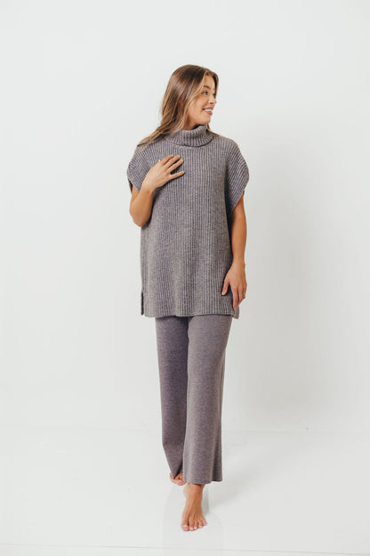 Hilaria Turtle Neck Sweater Top and Pants Set in Charcoal