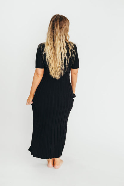 Oakley Ribbed Maxi Dress in Black - Bump Friendly