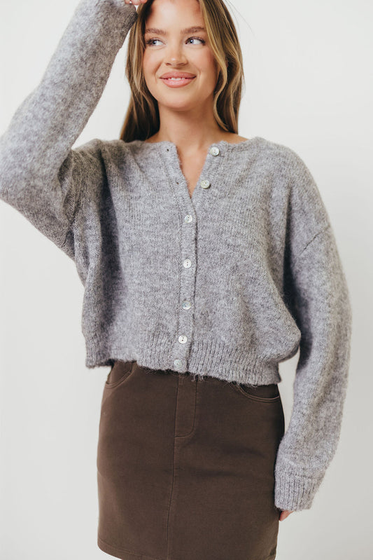 Lucas Cardigan Top in Heather Grey