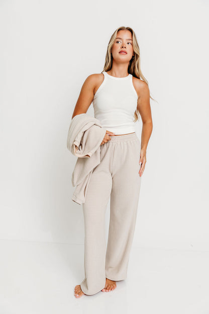 Campbell Fleece Lounge Pants in Cream/Grey *Worth Exclusive Print*