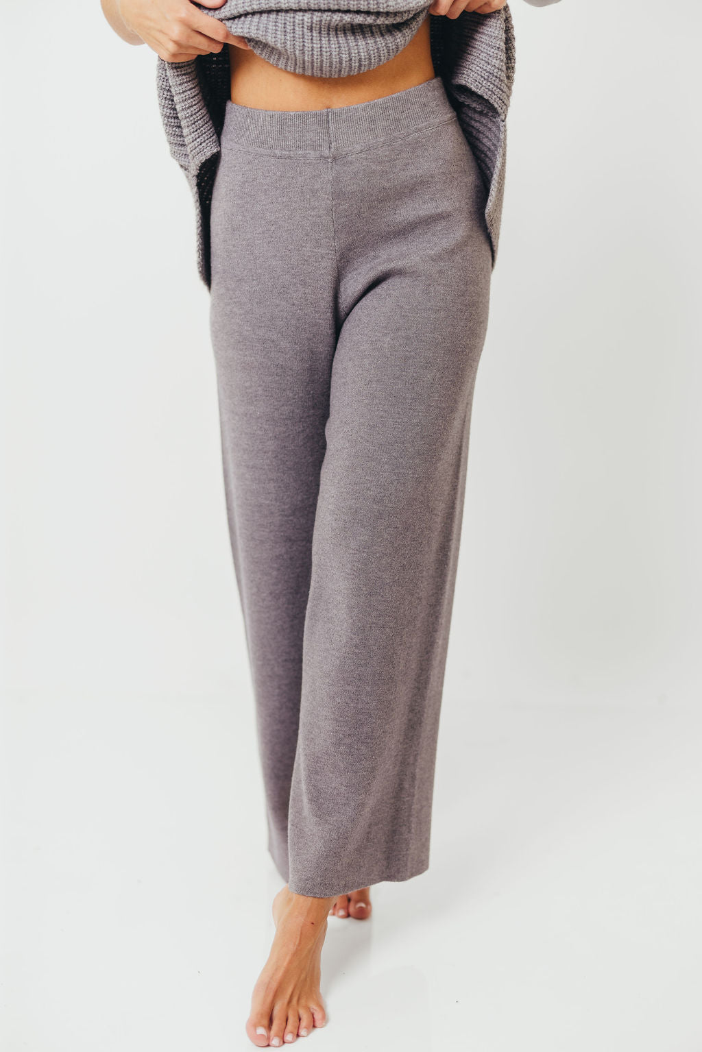 Hilaria Turtle Neck Sweater Top and Pants Set in Charcoal