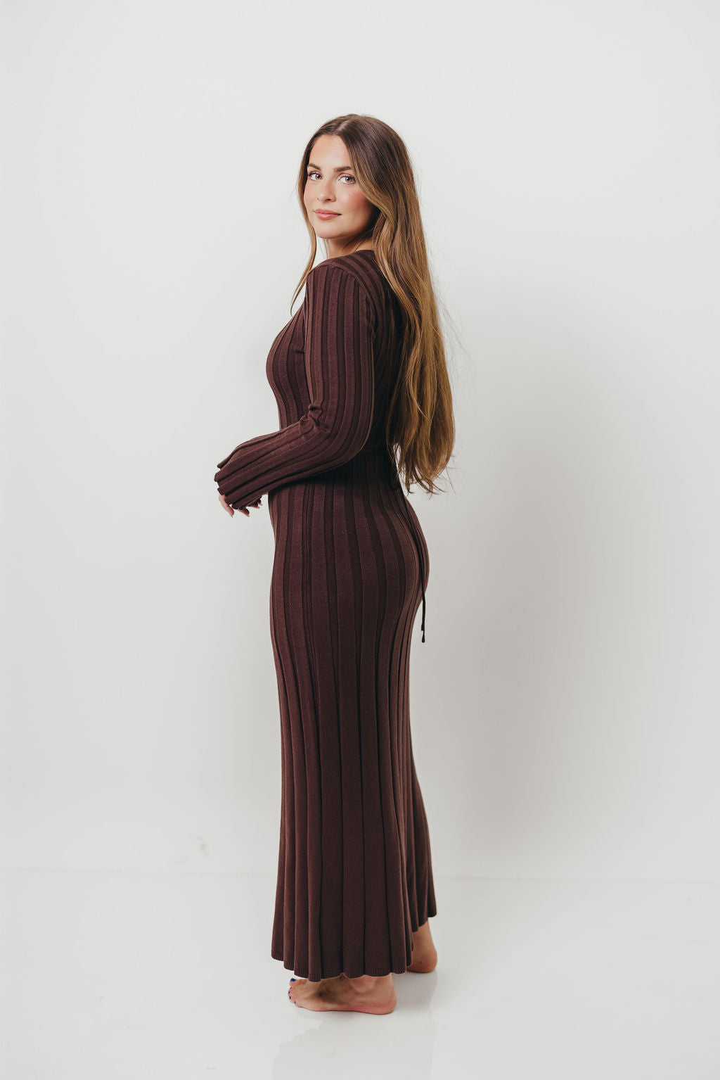 Colette Luxe Maxi Dress in Chocolate Brown