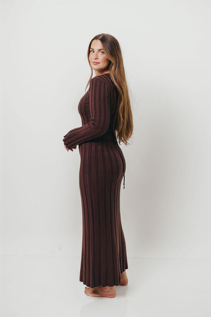 Colette Luxe Maxi Dress in Chocolate Brown