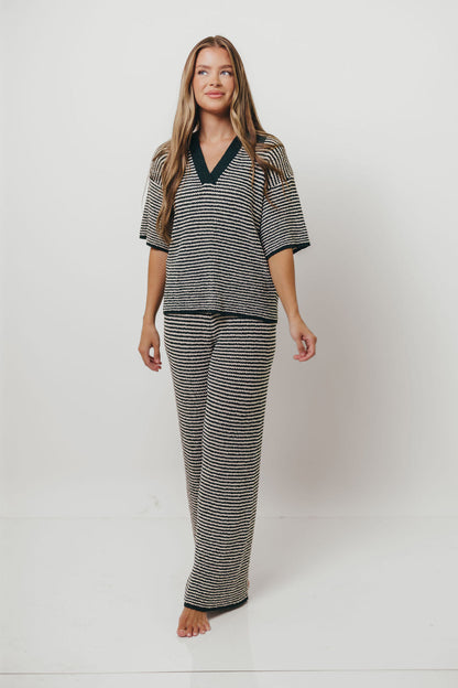 Torrance Short Sleeve Sweater Top and Pants Set in Hunter Green