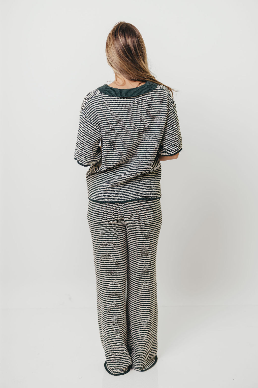Torrance Short Sleeve Sweater Top and Pants Set in Hunter Green