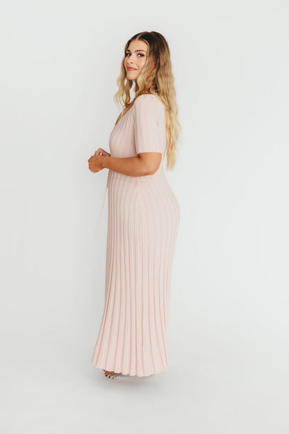 Oakley Ribbed Maxi Dress in Light Pink - Bump Friendly