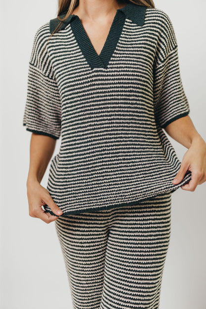 Torrance Short Sleeve Sweater Top and Pants Set in Hunter Green