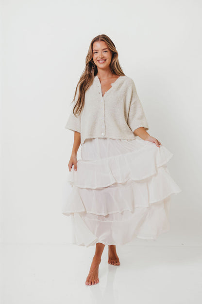 Talulah Ruffle Tiered Maxi Skirt in Ivory