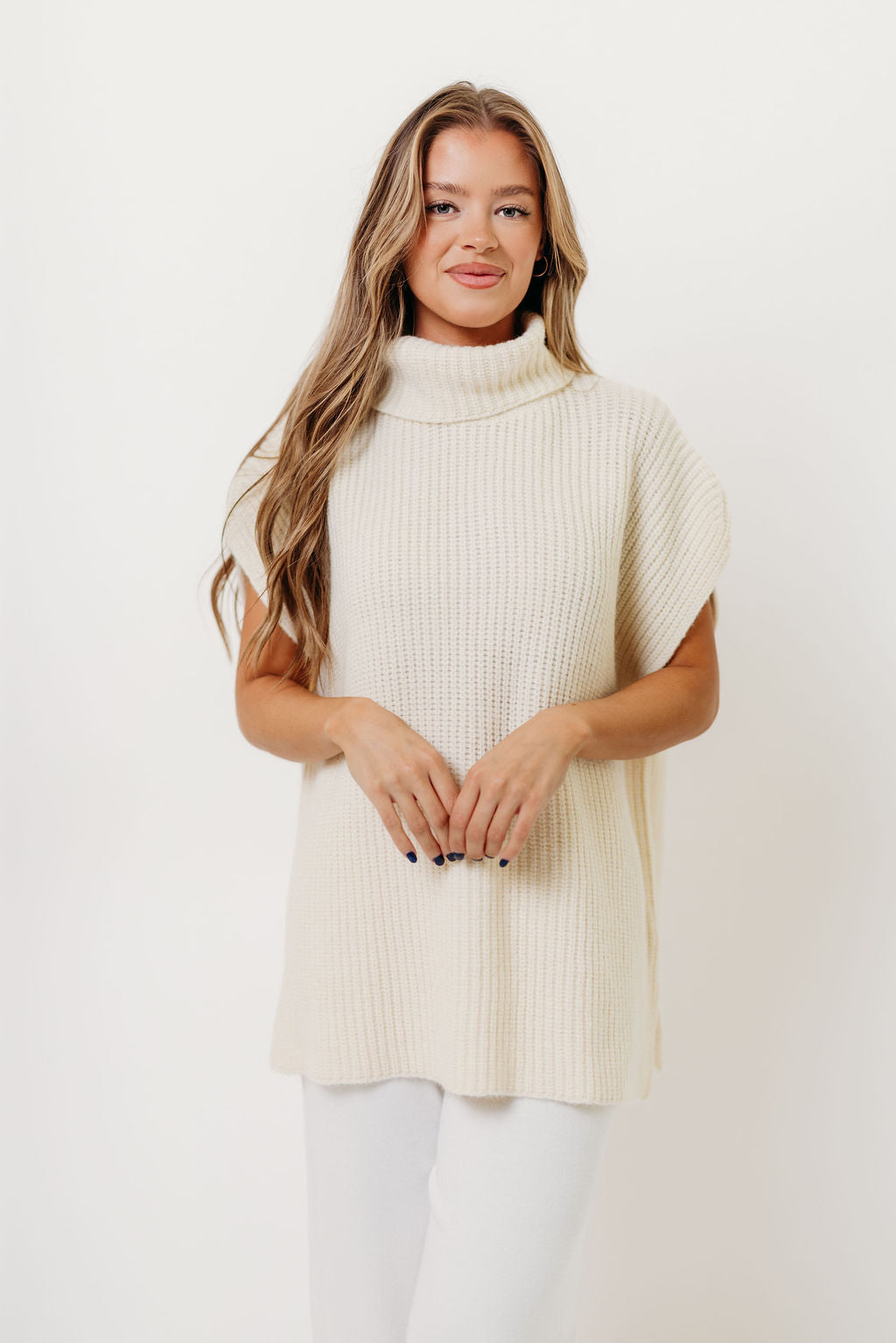 Hilaria Turtle Neck Sweater Top and Pants Set in Off White