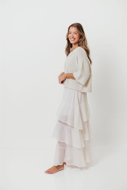 Talulah Ruffle Tiered Maxi Skirt in Ivory