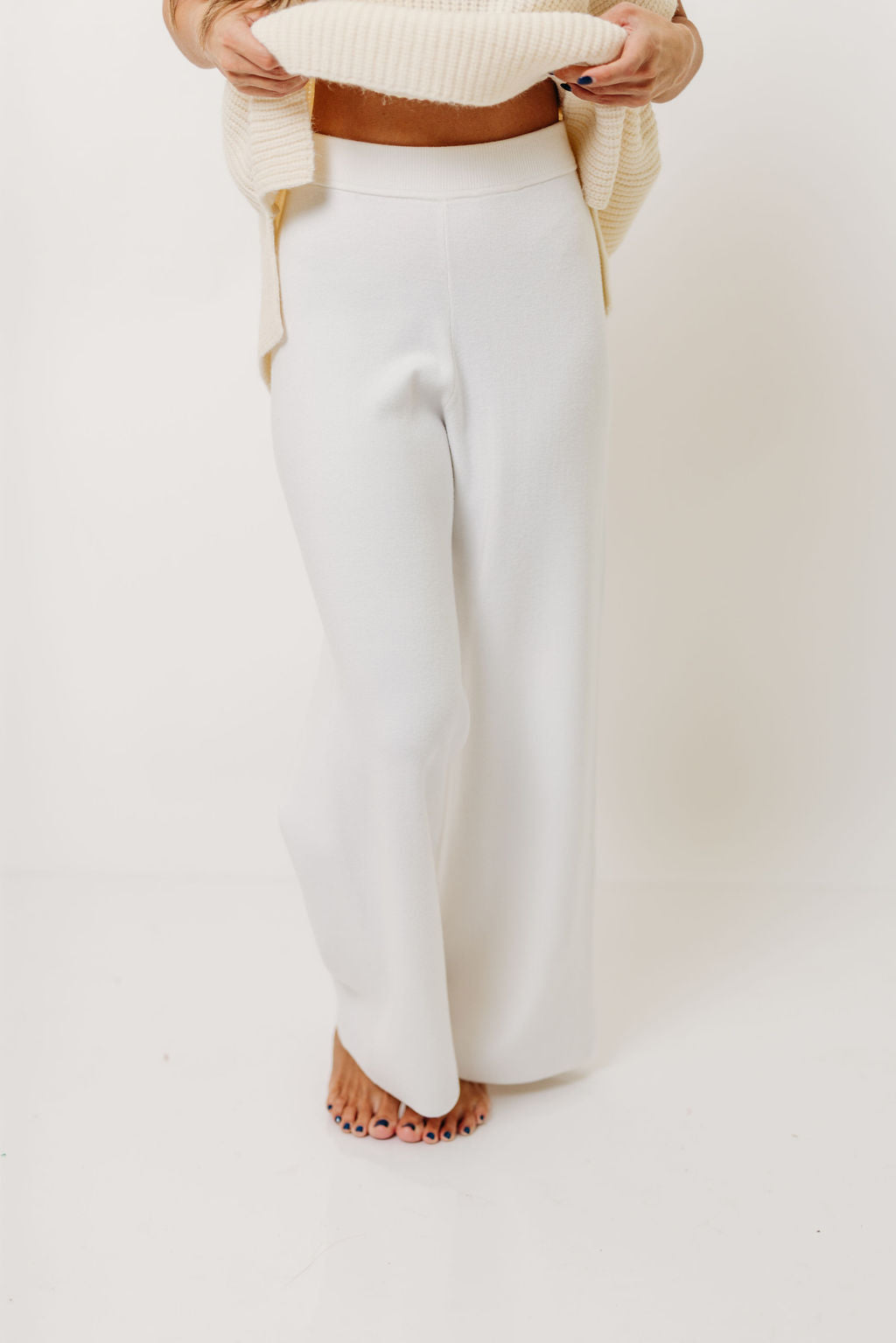 Hilaria Turtle Neck Sweater Top and Pants Set in Off White