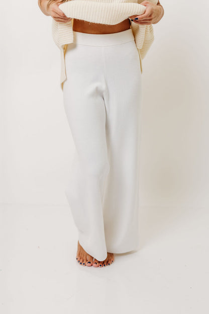 Hilaria Turtle Neck Sweater Top and Pants Set in Off White