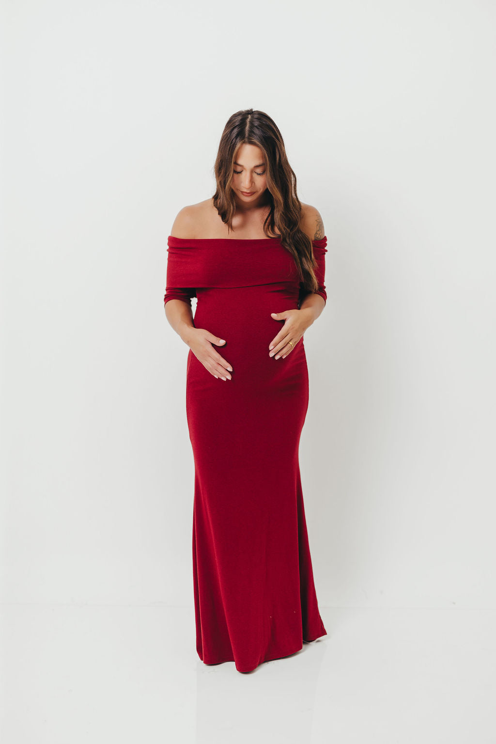Monroe Half Sleeve Maxi Dress in Red - Bump Friendly