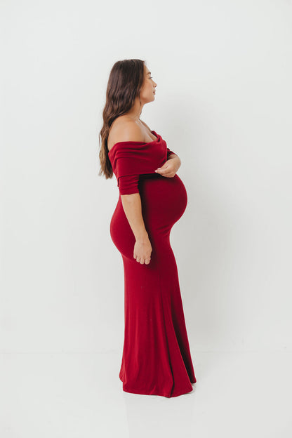 Monroe Half Sleeve Maxi Dress in Red - Bump Friendly
