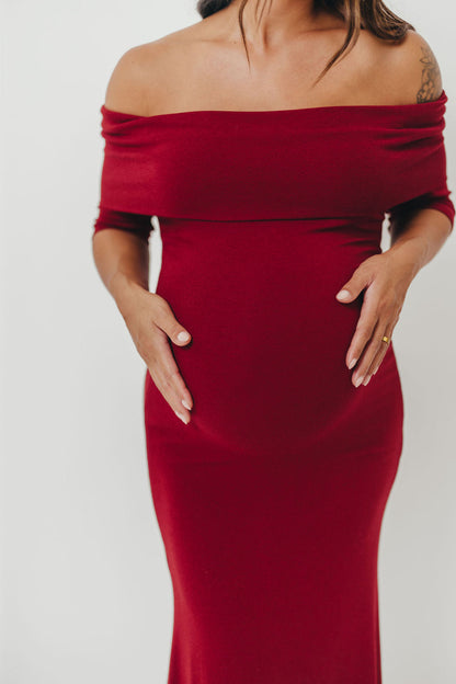 Monroe Half Sleeve Maxi Dress in Red - Bump Friendly