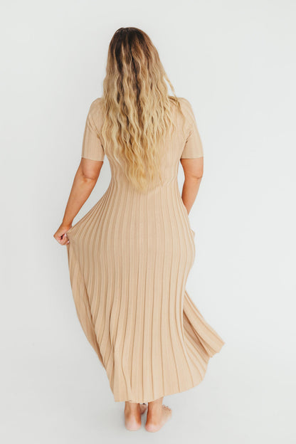 Oakley Ribbed Maxi Dress in Taupe - Bump Friendly