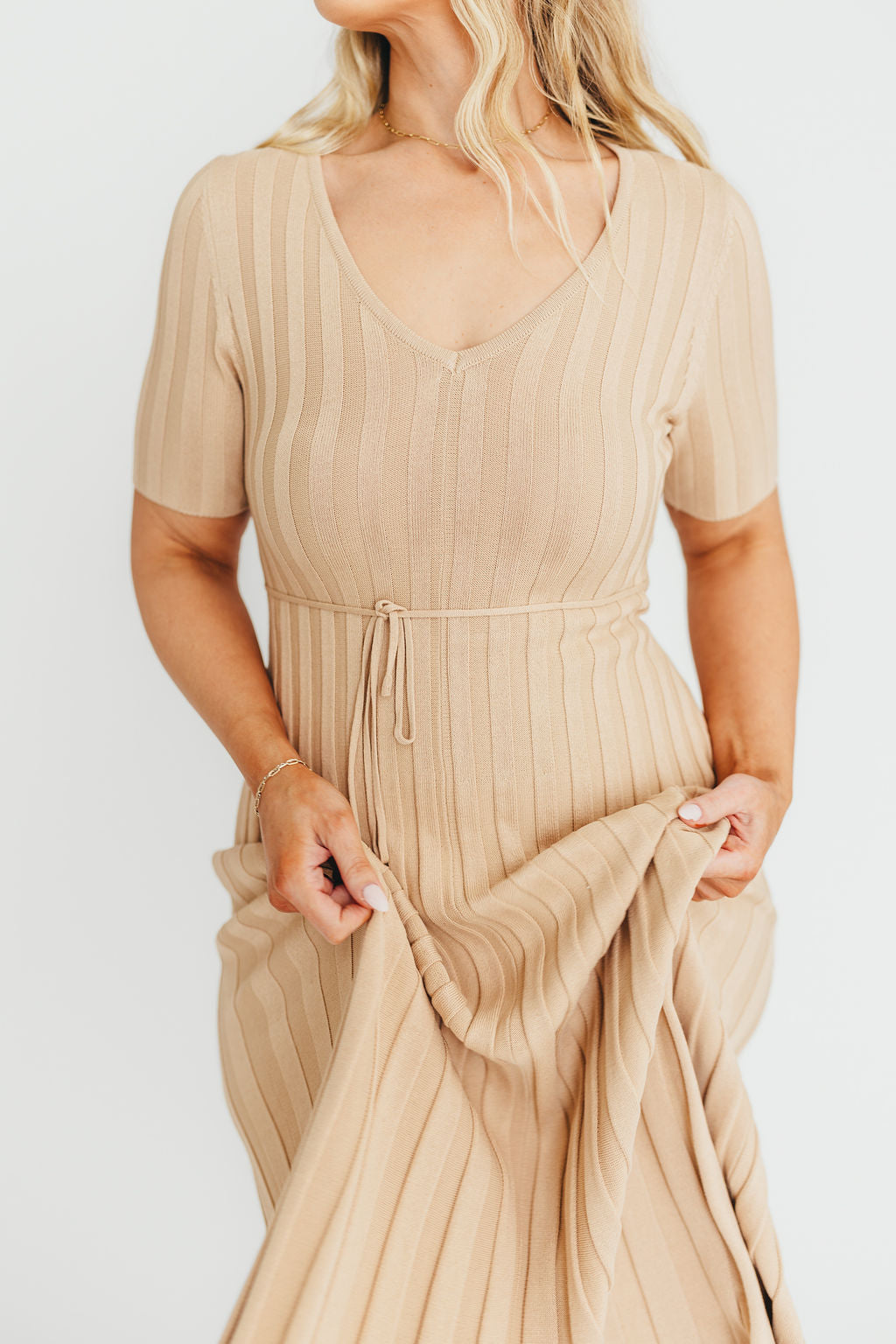 Oakley Ribbed Maxi Dress in Taupe - Bump Friendly