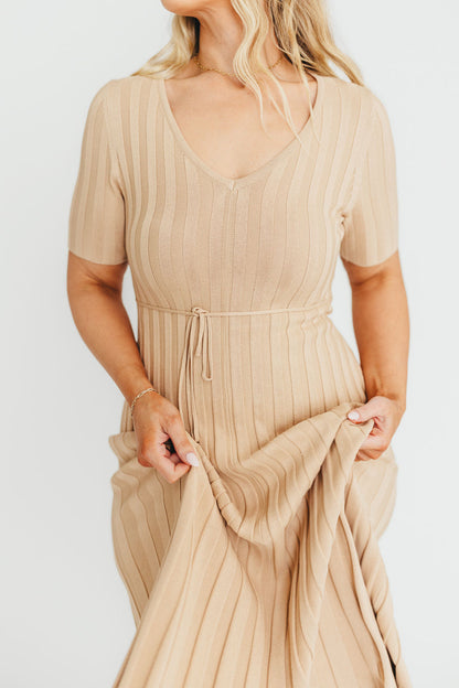 Oakley Ribbed Maxi Dress in Taupe - Bump Friendly