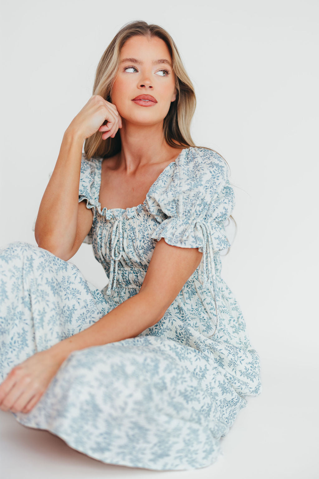 100% Cotton Savanna Steppe Dress in Blue- Bump Friendly & Inclusive Sizing