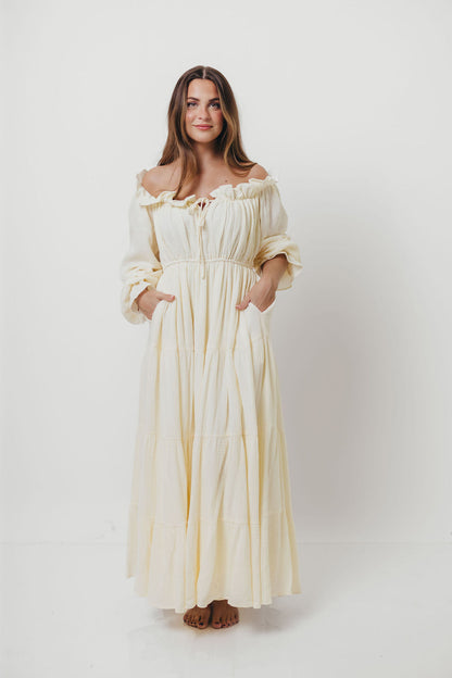 Golden Hour 100% Cotton Maxi Dress in Cream - Bump Friendly