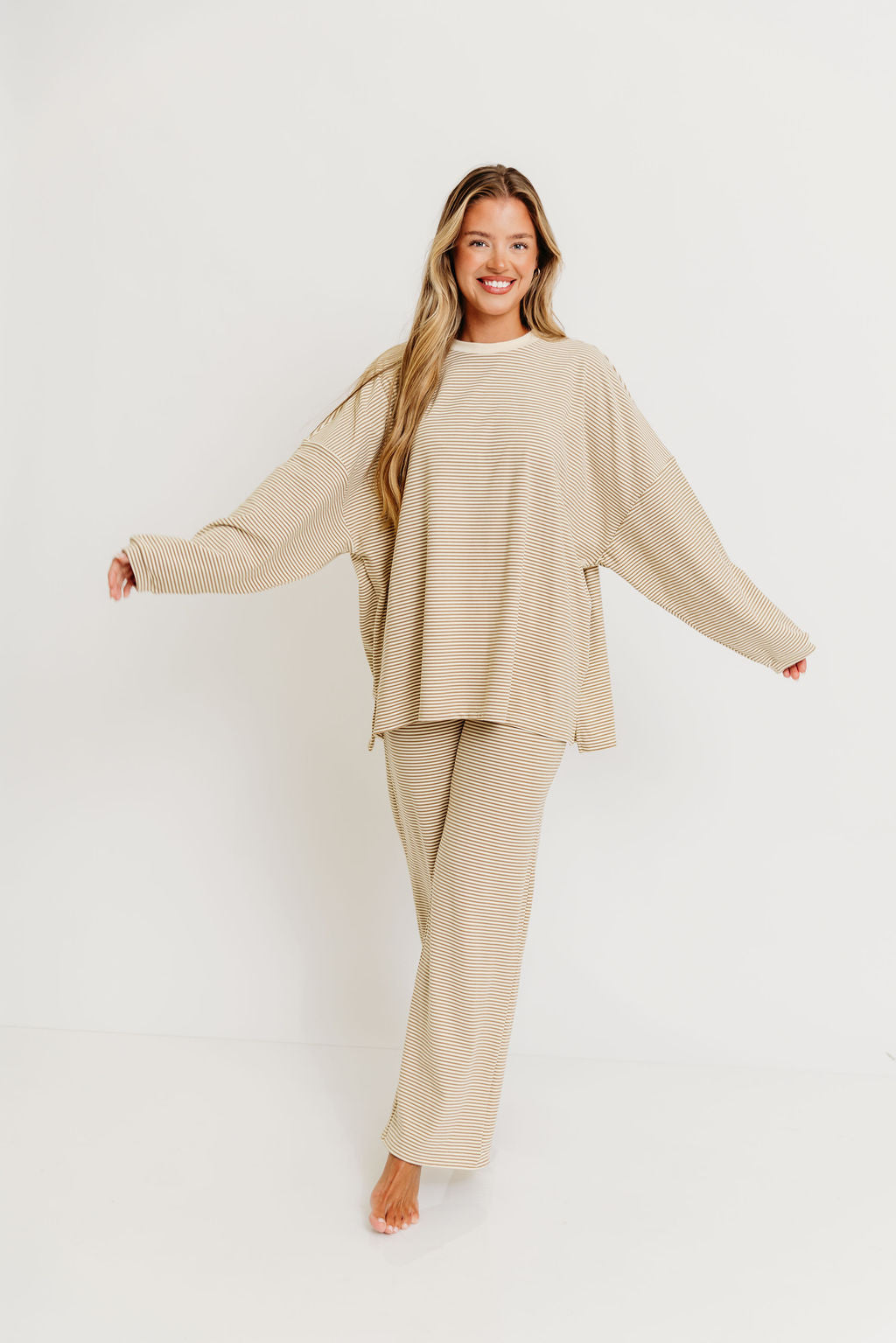 Naomi Fleece Oversized Top in Beige - Restocking in Oct