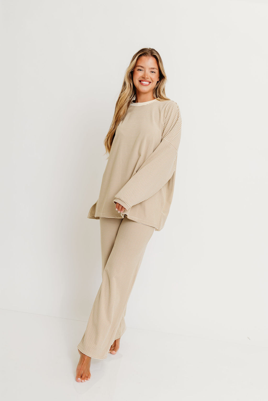 Naomi Fleece Oversized Top in Beige - Restocking in Oct