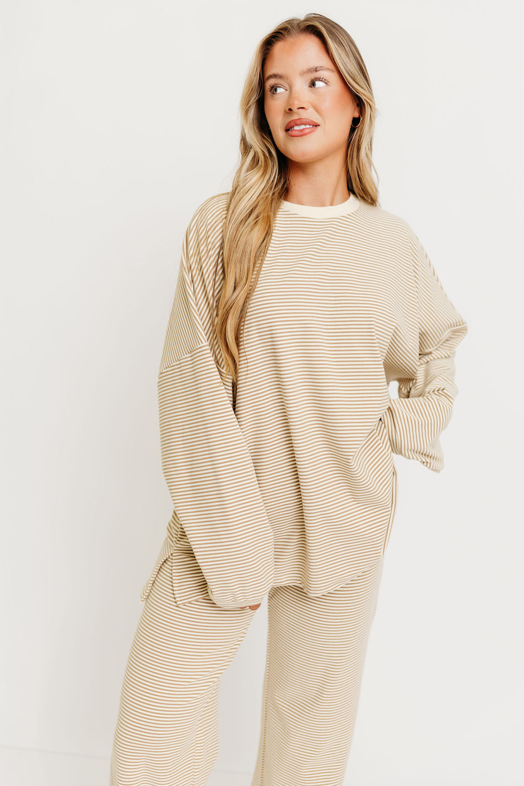 Naomi Fleece Oversized Top in Beige - Restocking in Oct