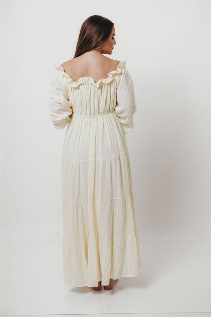 Golden Hour 100% Cotton Maxi Dress in Cream - Bump Friendly