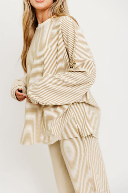 Naomi Fleece Oversized Top in Beige - Restocking in Oct