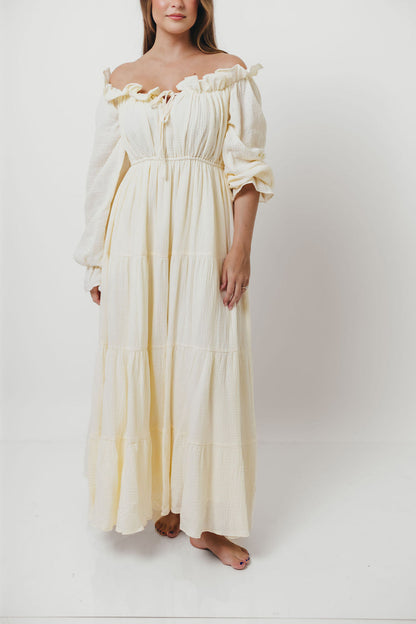 Golden Hour 100% Cotton Maxi Dress in Cream - Bump Friendly