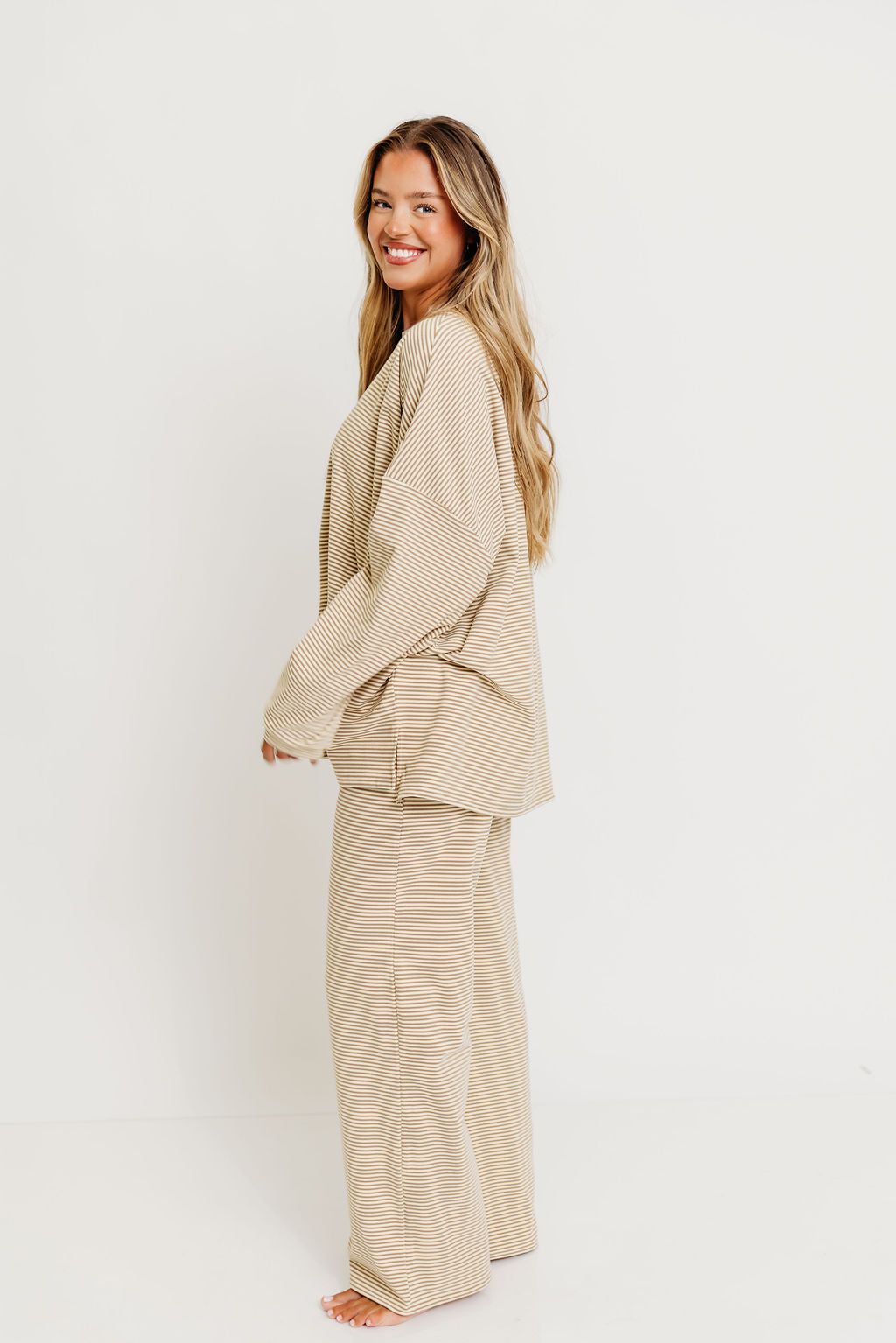 Naomi Fleece Oversized Top in Beige - Restocking in Oct