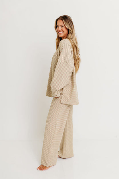 Naomi Fleece Oversized Top in Beige - Restocking in Oct