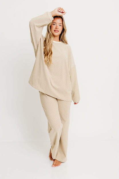 Naomi Fleece Oversized Top in Beige - Restocking in Oct