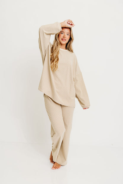 Naomi Fleece Oversized Top in Beige - Restocking in Oct