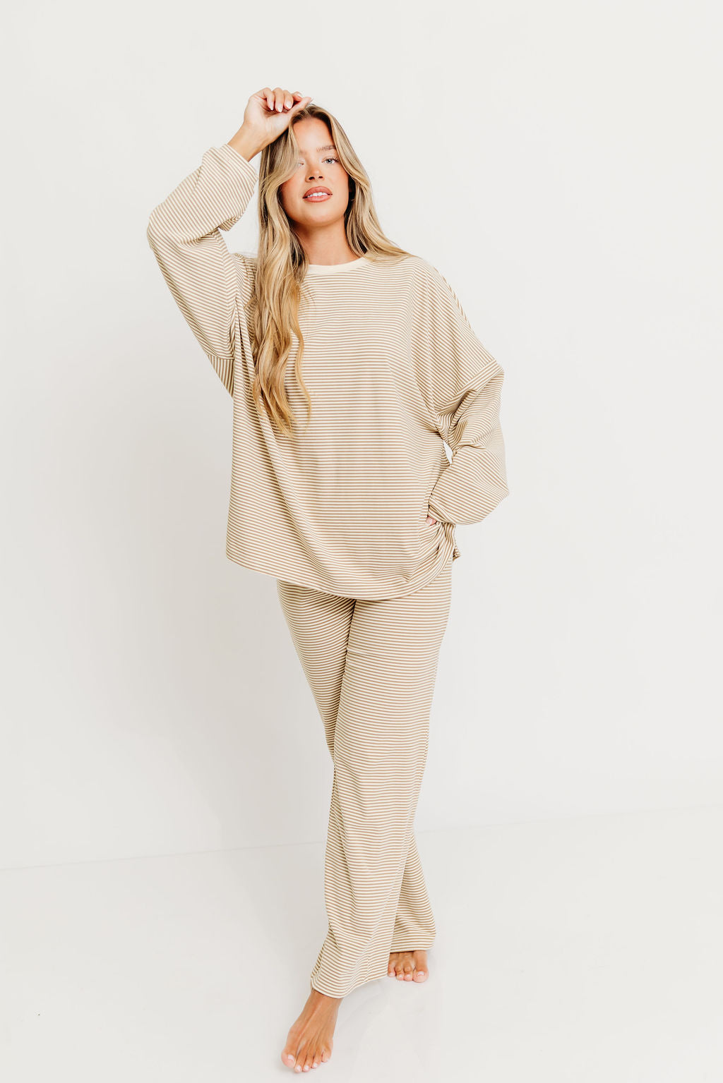 Naomi Fleece Oversized Top in Beige - Restocking in Oct