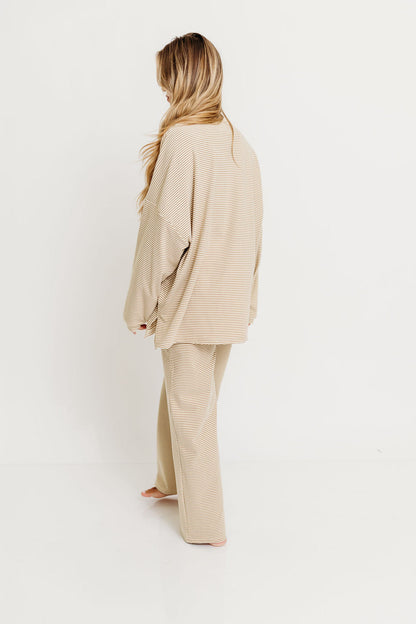 Naomi Fleece Oversized Top in Beige - Restocking in Oct