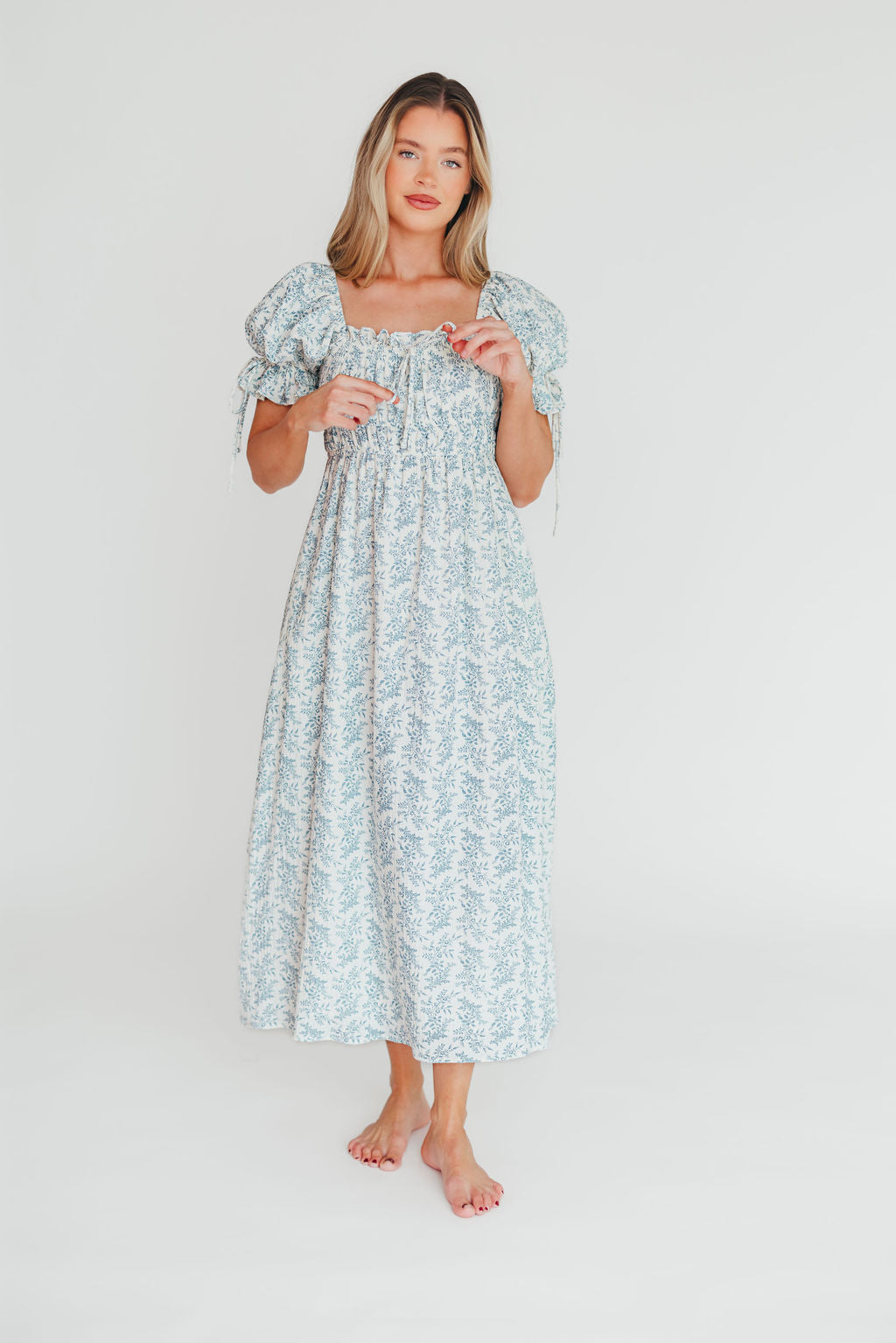 100% Cotton Savanna Steppe Dress in Blue- Bump Friendly & Inclusive Sizing